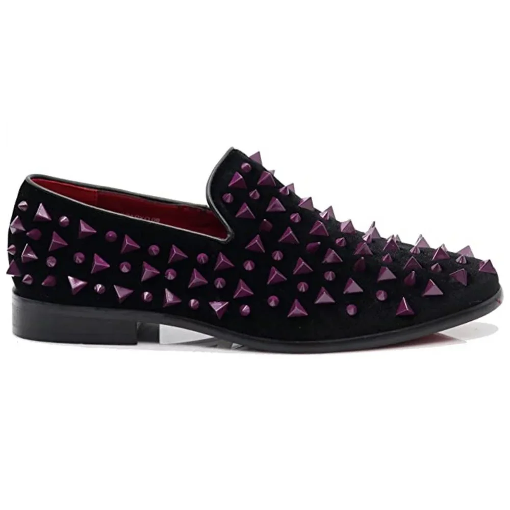 Men's Vintage Spike Dress Loafers Slip On Fashion Shoes Classic Tuxedo 09 pr blk - Picture 6 of 7